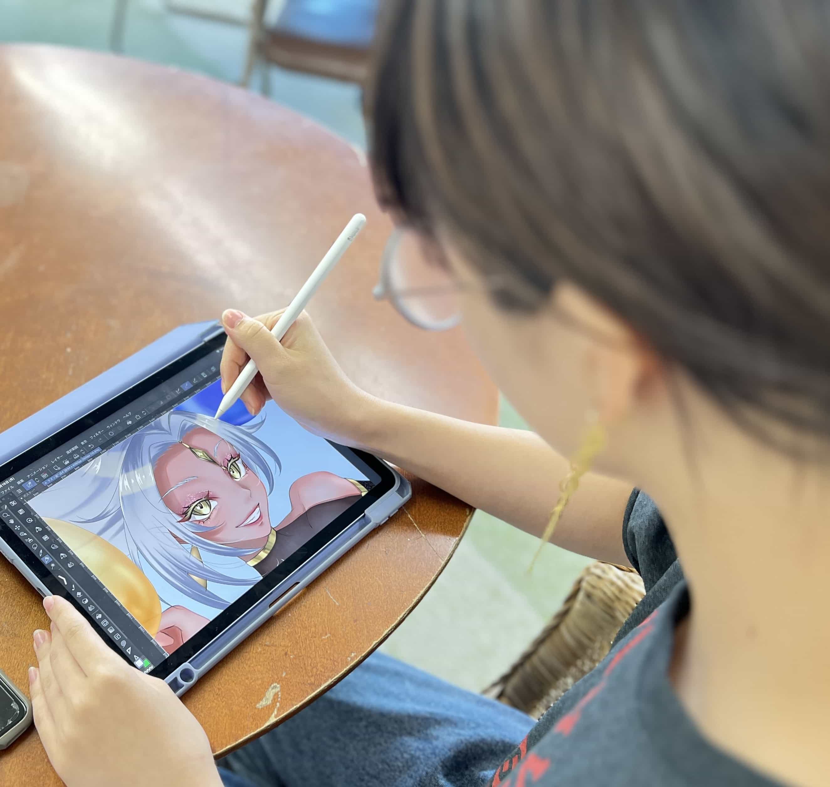 デジタルイラスト制作の手元 — レッスン・作品 01
